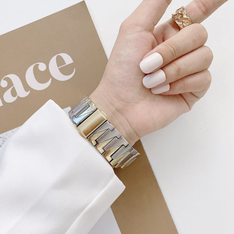 Lightning Shape Stainless Steel Watch Band For Apple Watch Series 9&8&7 41mm / SE 3&SE 2&6&SE&5&4 40mm / 3&2&1 38mm(Silver) by bashfashion