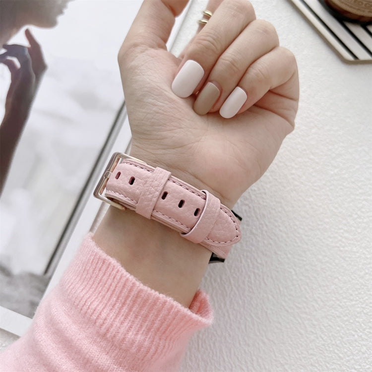 For Samsung Galaxy Watch4 40mm / 44mm Lychee Texture Leather Strap Watch Band(Black) by bashfashion