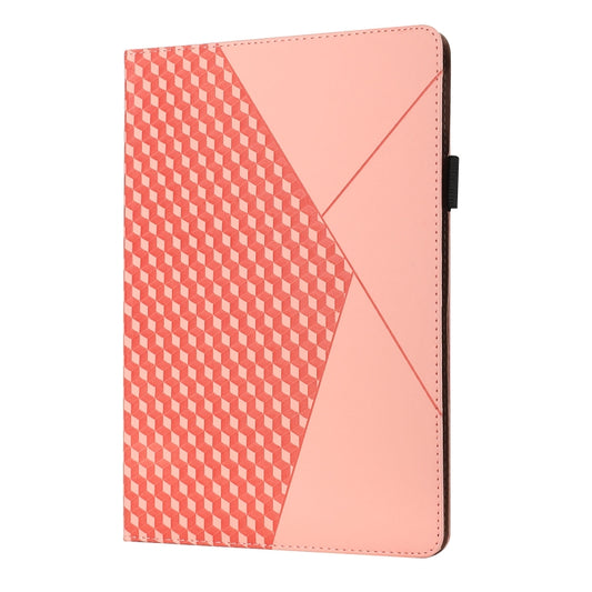 For Samsung Galaxy Tab A8 10.5 2021 X200/X205 Rhombus Skin Feel Horizontal Flip Tablet Leather Case with Card Slots & Holder(Rose Gold) by bashfashion