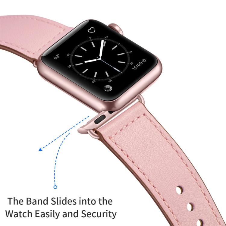 Leather Watch Band For Apple Watch Ultra 49mm&Watch Ultra 2 49mm / Series 9&8&7 45mm / SE 3&SE 2&6&SE&5&4 44mm / 3&2&1 42mm(Pink Stitch Pattern) by bashfashion