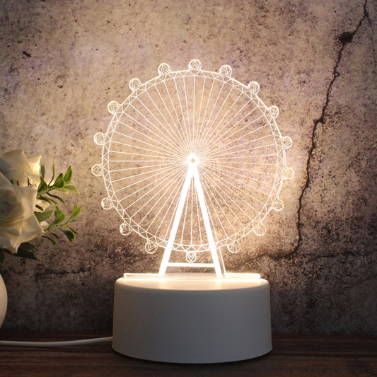 White Base Creative 3D Tricolor LED Decorative Night Light, Plug Version, Shape:Diamond Ferris Wheel(White-Warm-Warm White) by bashfashion