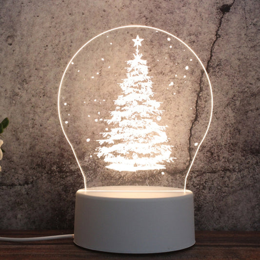 White Base Creative 3D Tricolor LED Decorative Night Light, Plug Version, Shape:Christmas Tree 01(White-Warm-Warm White) by bashfashion