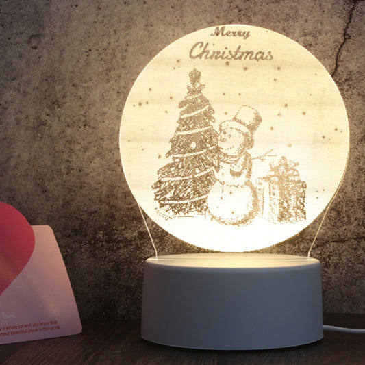 White Base Creative 3D Tricolor LED Decorative Night Light, Plug Version, Shape:Christmas Snowman 01(White-Warm-Warm White) by bashfashion