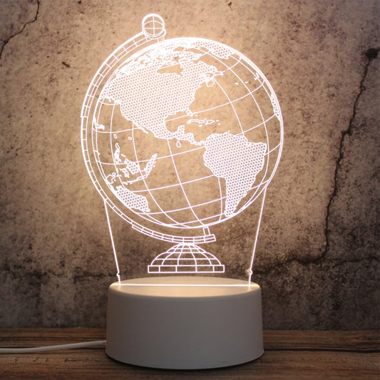 White Base Creative 3D Tricolor LED Decorative Night Light, Plug Version, Shape:Globe(White-Warm-Warm White) by bashfashion