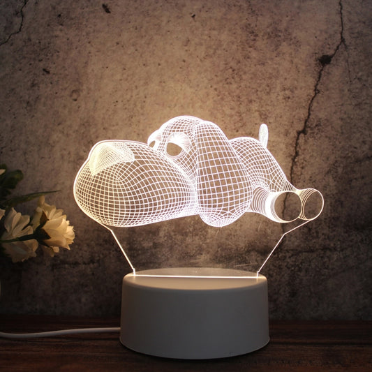 White Base Creative 3D Tricolor LED Decorative Night Light, Button Plug Version, Shape:Pug(White-Warm-Warm White) by bashfashion