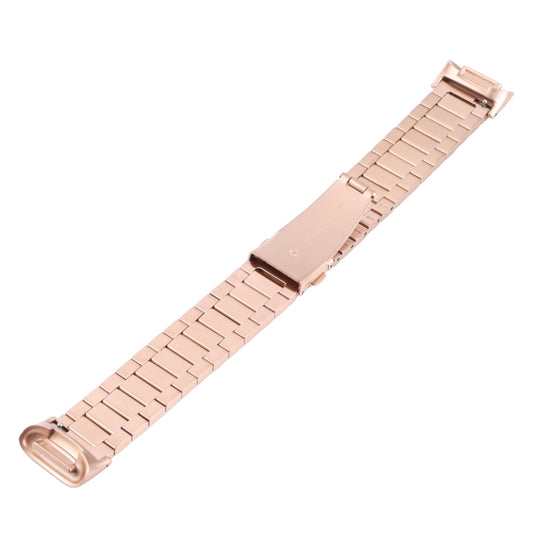 For Fitbit Charge 5 One-bead Steel Strap Watch Band(Rose Gold) by bashfashion
