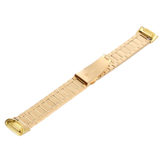For Fitbit Charge 5 One-bead Steel Strap Watch Band(Gold) by bashfashion