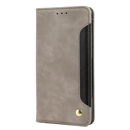 For iPhone XS Max Skin Feel Splicing Leather Phone Case(Grey) by bashfashion