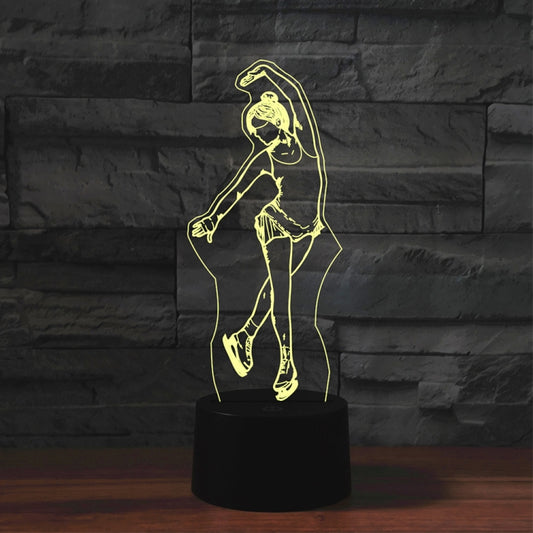 Black Base Creative 3D LED Decorative Night Light, USB with Touch Button Version, Pattern:Ice Skating 3 by bashfashion