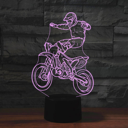 Black Base Creative 3D LED Decorative Night Light, USB with Touch Button Version, Pattern:Motorcycle Stunt 1 by bashfashion