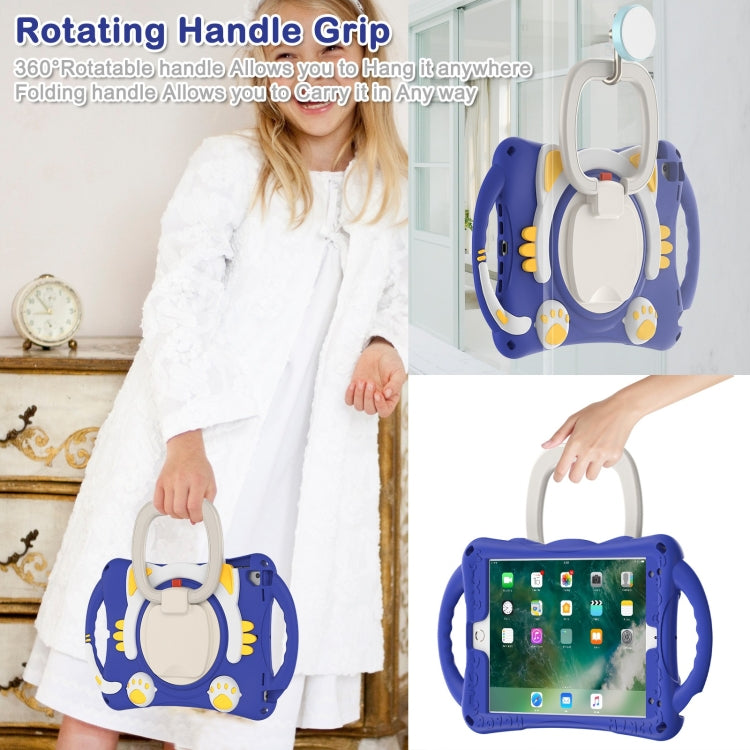 Cute Cat King Kids Shockproof Silicone Tablet Case with Holder & Shoulder Strap & Handle For iPad 9.7 2018 / 2017 / Air / Air 2 / Pro 9.7(Dark Blue) by bashfashion