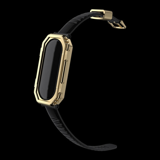 For Xiaomi Mi Band 6 / 5 TPU Watch Band + PC Watch Case Set(Black Gold) by bashfashion