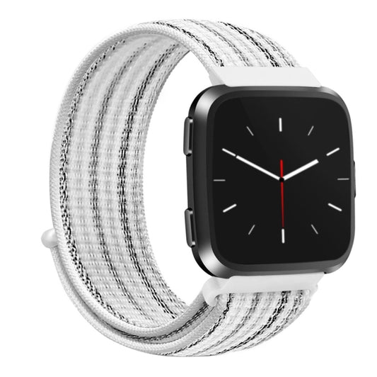 For Fitbit Versa 1 / 2 Universal Nylon Strap Watch Band(White Pinstripe) by bashfashion