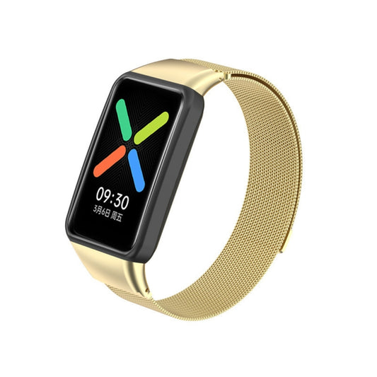 For OPPO Watch Free NFC Milan Magnetic Metal Watch Band(Gold) by bashfashion