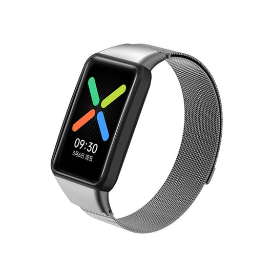 For OPPO Watch Free NFC Milan Magnetic Metal Watch Band(Grey) by bashfashion