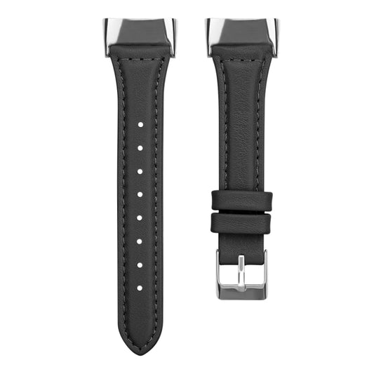For Fitbit Charge 5 FC5-18 Leather Strap Watch Band, Size:S(Black) by bashfashion