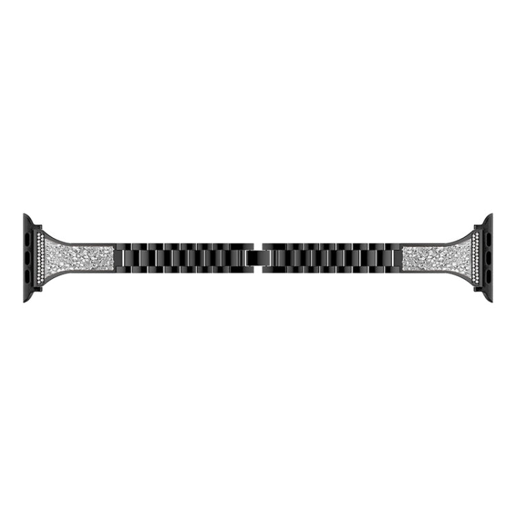 Diamond Encrusted Leather Strap Watch Band For Apple Watch Series 9&8&7 41mm / SE 3&SE 2&6&SE&5&4 40mm / 3&2&1 38mm(Black) by bashfashion