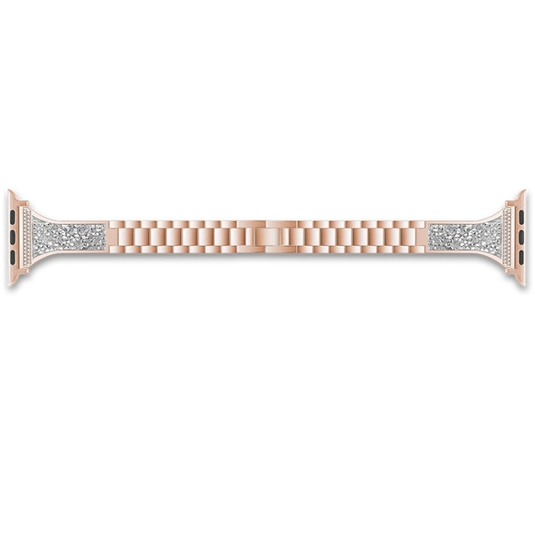 Diamond Encrusted Leather Strap Watch Band For Apple Watch Ultra 49mm&Watch Ultra 2 49mm / Series 9&8&7 45mm / SE 3&SE 2&6&SE&5&4 44mm / 3&2&1 42mm(Rose Gold) by bashfashion