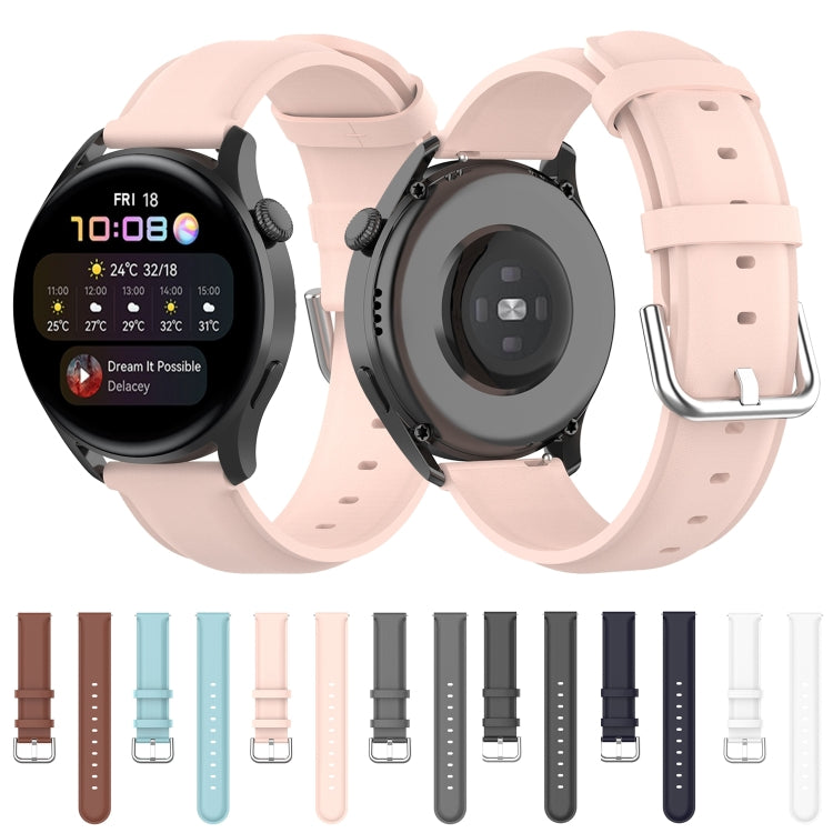 For Huawei Watch GT 3 42mm 20mm Round Tail Leather Watch Band(Black) by bashfashion