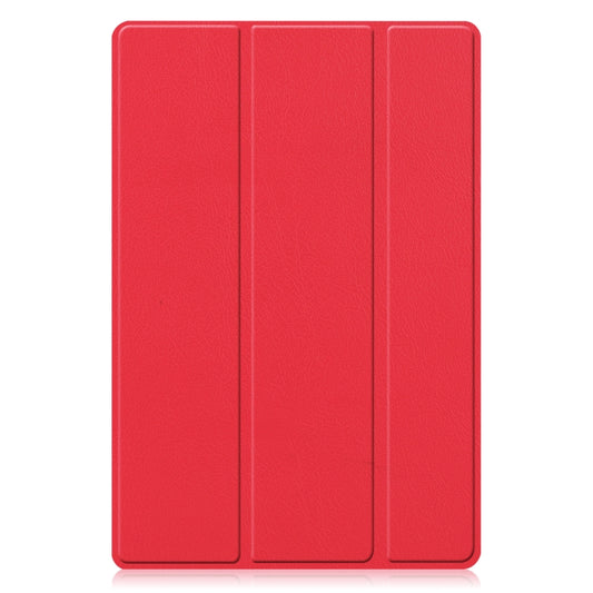 For Samsung Galaxy Tab A8 2021 Three-folding Holder Custer Texture Leather Tablet Case(Red) by bashfashion