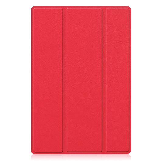 For Samsung Galaxy Tab A8 2021 SM-X205 3-Fold Holder Leather Tablet Case(Red) by bashfashion