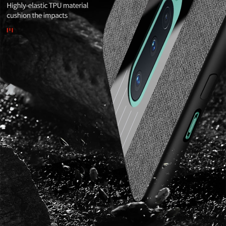 For OnePlus 8 XINLI Stitching Cloth Texture Shockproof TPU Phone Case(Blue) by XINLI