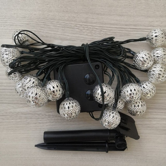Ironwork Hollow Small Ball Outdoor LED Light String Garden Festival Decoration Light with Remote Control, Specification:Waterproof Battery Box 40 LEDs(Warm White) by bashfashion