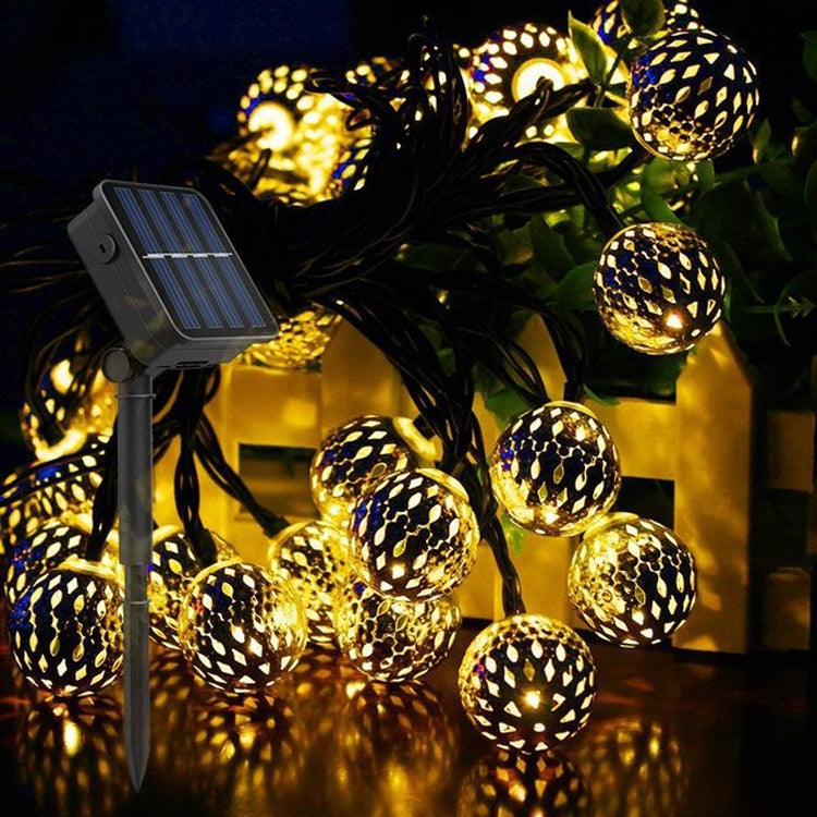 Ironwork Hollow Small Ball Outdoor LED Light String Garden Festival Decoration Light with Remote Control, Specification:Waterproof Battery Box 40 LEDs(Warm White) by bashfashion