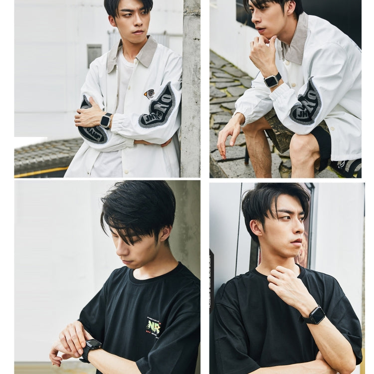 Silicone Watch Band + Watch Case Set For Apple Watch Series 9 / 8 / 7 45mm(Black Red) by bashfashion