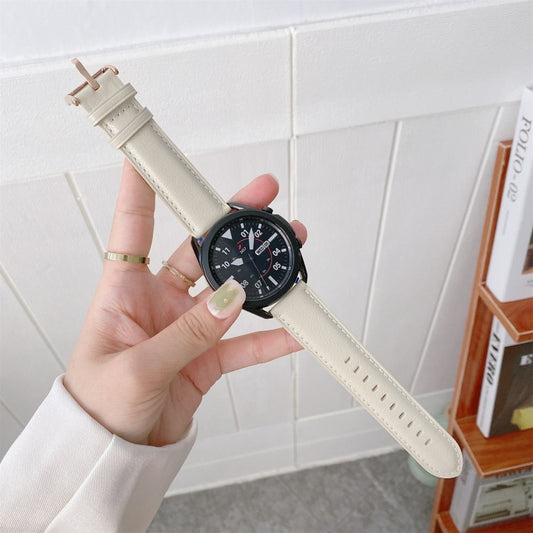 For Samsung Galaxy Watch4 40mm/44mm Leather Strap Watch Band(Beige) by bashfashion