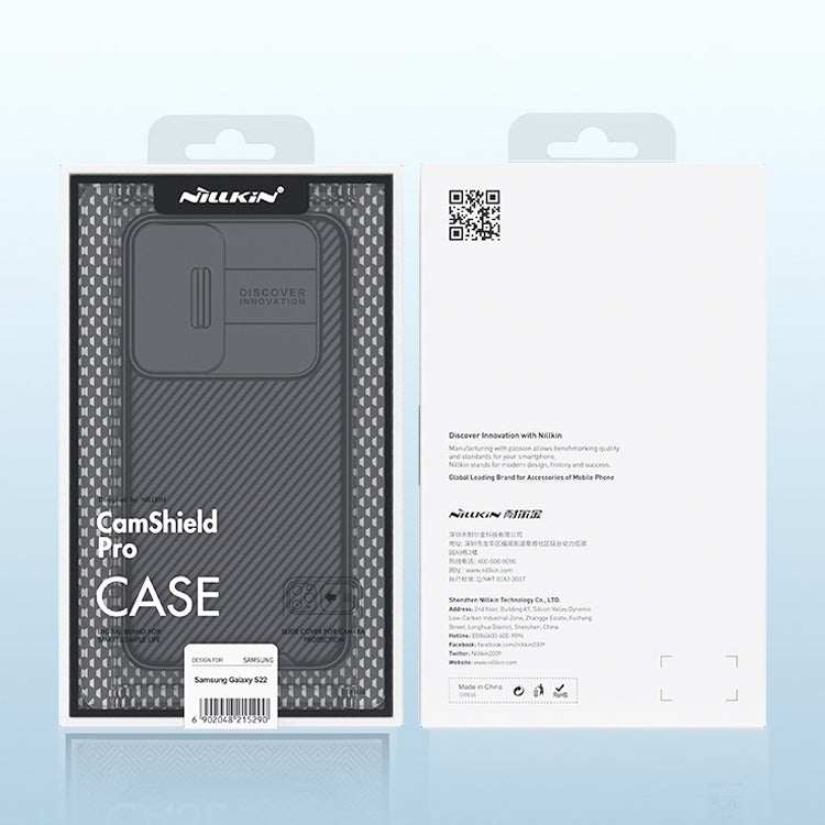 For Samsung Galaxy S22+ 5G NILLKIN Black Mirror Pro Series Camshield Phone Case(Blue) by NILLKIN