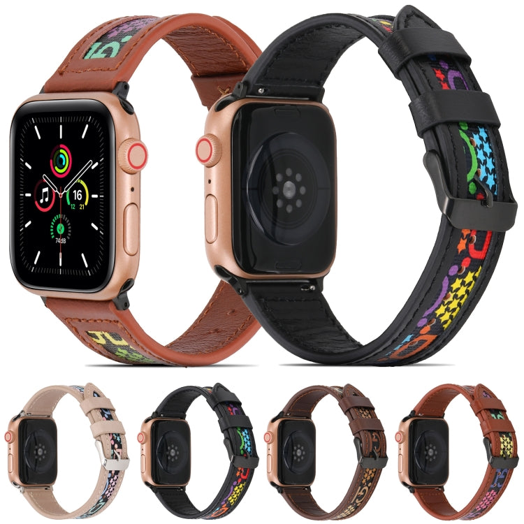 Genuine Leather + GD Knitting Watch Band for Apple Watch Ultra 49mm&Watch Ultra 2 49mm / Series 9&8&7 45mm / SE 3&SE 2&6&SE&5&4 44mm / 3&2&1 42mm(Brown) by bashfashion