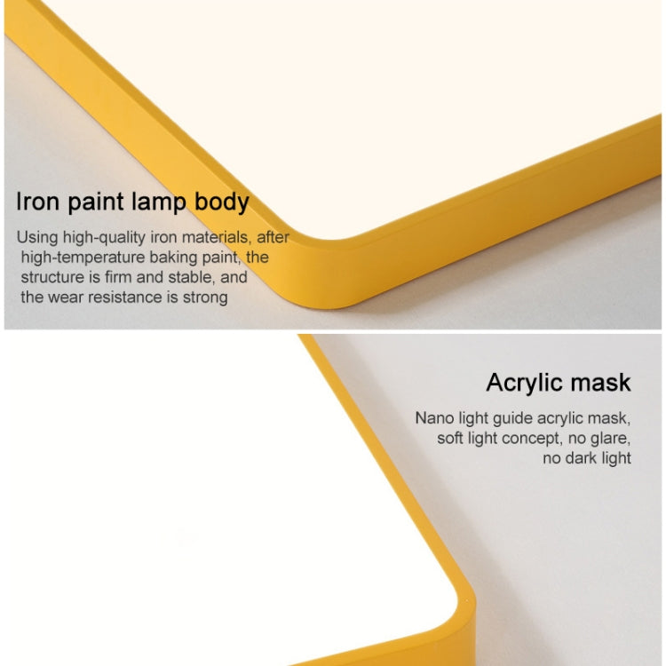 Macaron LED Square Ceiling Lamp, White Light, Size:40cm(Yellow) by bashfashion