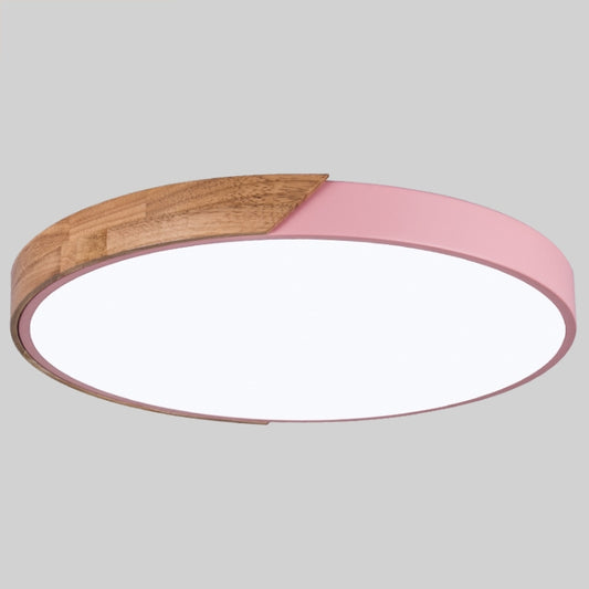Wood Macaron LED Round Ceiling Lamp, White Light, Size:30cm(Pink) by bashfashion