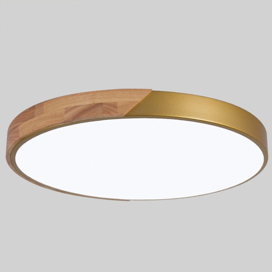 Wood Macaron LED Round Ceiling Lamp, 3-Colors Light, Size:30cm(Gold) by bashfashion