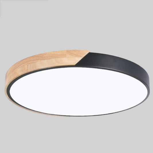 Wood Macaron LED Round Ceiling Lamp, 3-Colors Light, Size:50cm(Black) by bashfashion