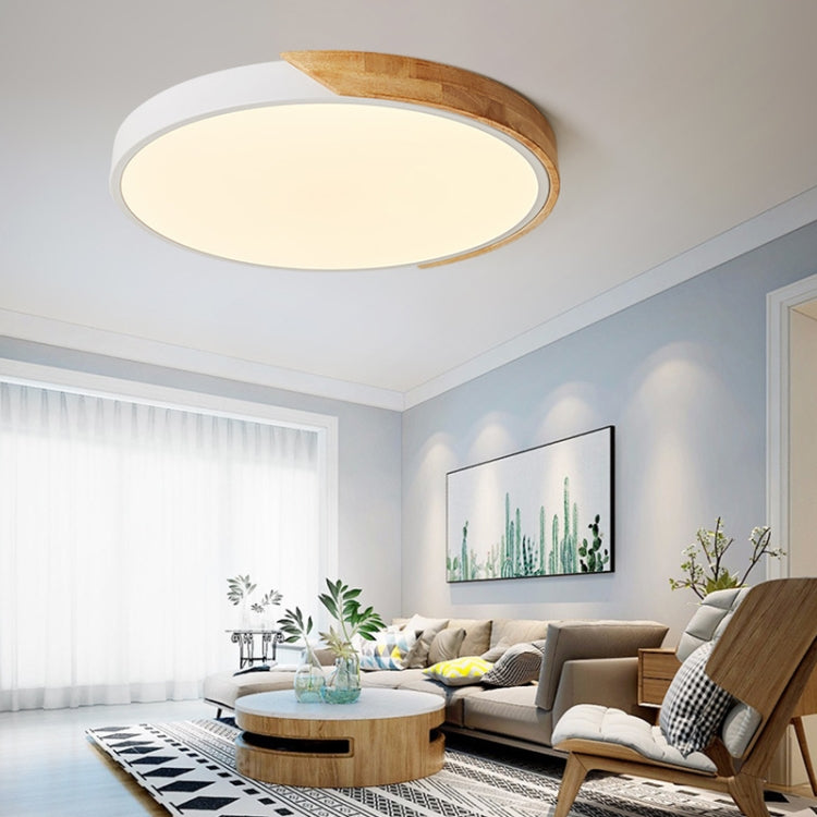 Wood Macaron LED Round Ceiling Lamp, Stepless Dimming, Size:40cm(Grey) by bashfashion