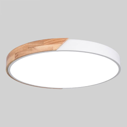 Wood Macaron LED Round Ceiling Lamp, Stepless Dimming, Size:60cm(White) by bashfashion