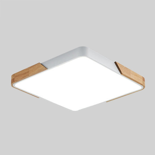 Wood Macaron LED Square Ceiling Lamp, White Light, Size:30cm(White) by bashfashion