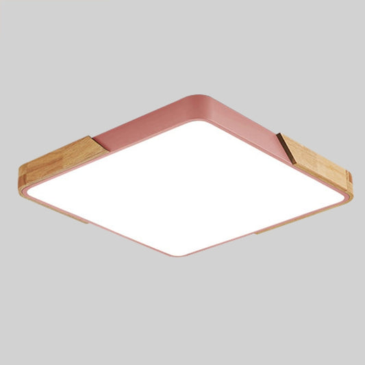 Wood Macaron LED Square Ceiling Lamp, White Light, Size:50cm(Pink) by bashfashion