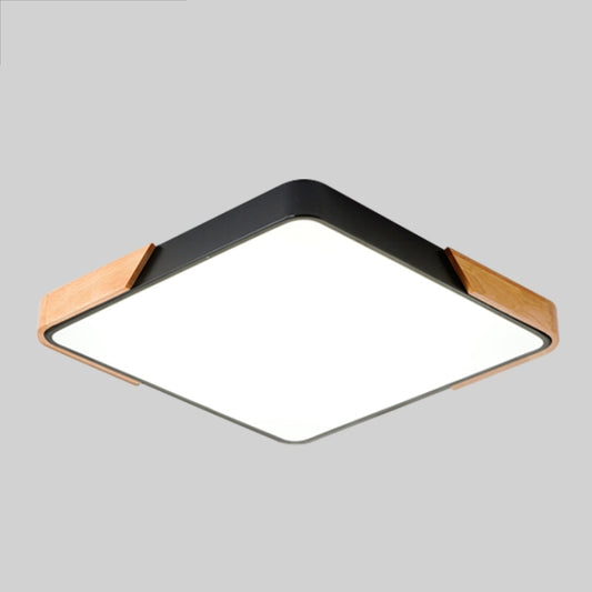 Wood Macaron LED Square Ceiling Lamp, Stepless Dimming, Size:30cm(Black) by bashfashion