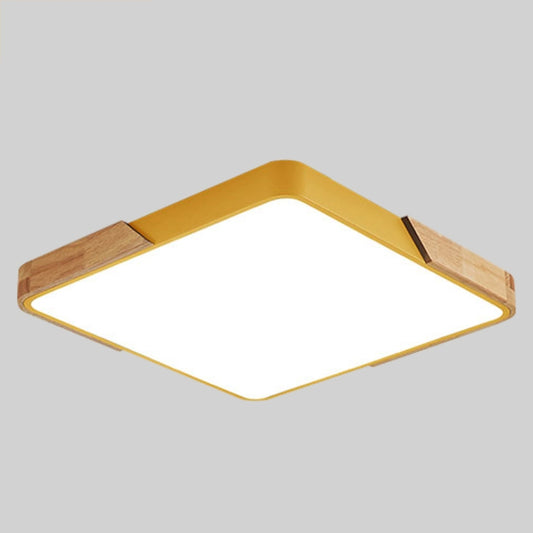 Wood Macaron LED Square Ceiling Lamp, Stepless Dimming, Size:60cm(Yellow) by bashfashion