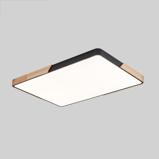 Wood Macaron LED Rectangle Ceiling Lamp, White Light, Size:110x70cm(Black) by bashfashion