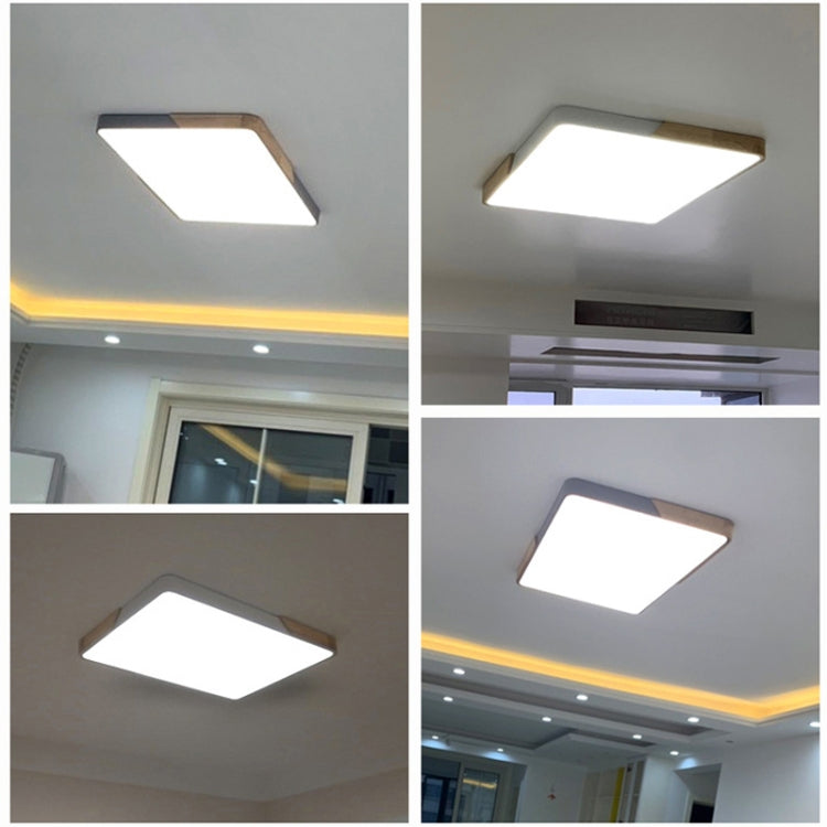 Wood Macaron LED Rectangle Ceiling Lamp, White Light, Size:110x70cm(White) by bashfashion