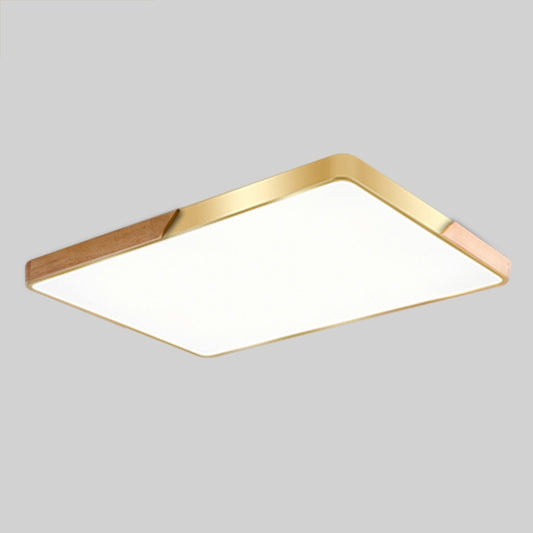Wood Macaron LED Rectangle Ceiling Lamp, 3-Colors Light, Size:88x62cm(Gold) by bashfashion