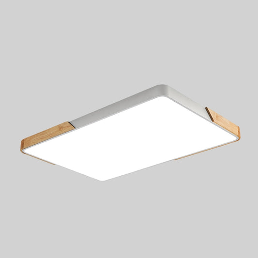 Wood Macaron LED Rectangle Ceiling Lamp, 3-Colors Light, Size:110x70cm(White) by bashfashion
