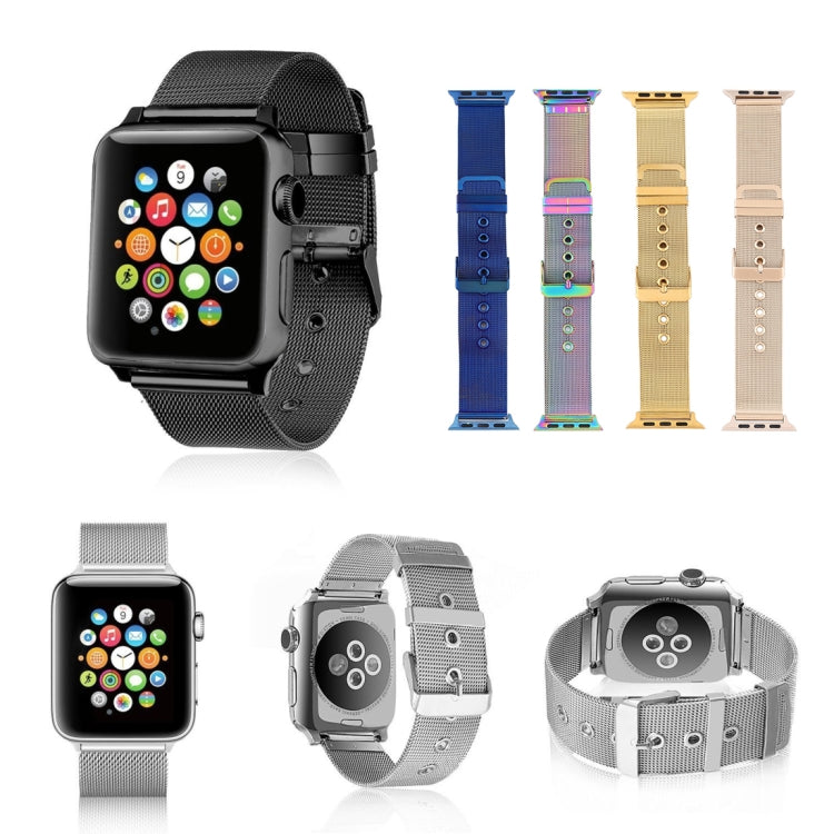 For Apple Watch Series 9&8&7 41mm / SE 3&SE 2&6&SE&5&4 40mm / 3&2&1 38mm Milanese Stainless Steel Double Buckle Watch Band(Gold) by bashfashion