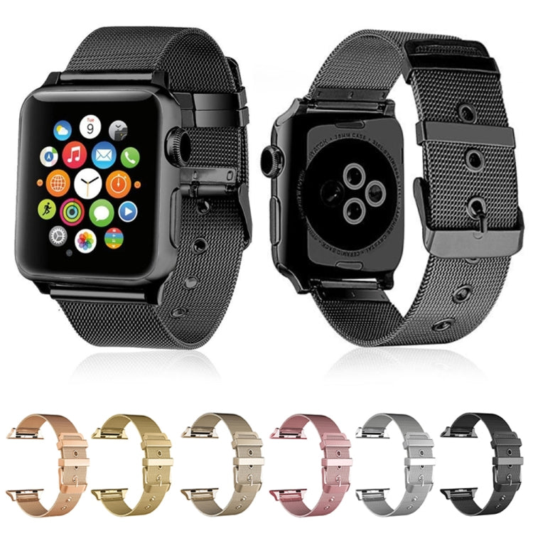 For Apple Watch 46mm / 49mm / 45mm / 44mm / 42mm Milanese Stainless Steel Double Buckle Watch Band(Gold) by bashfashion