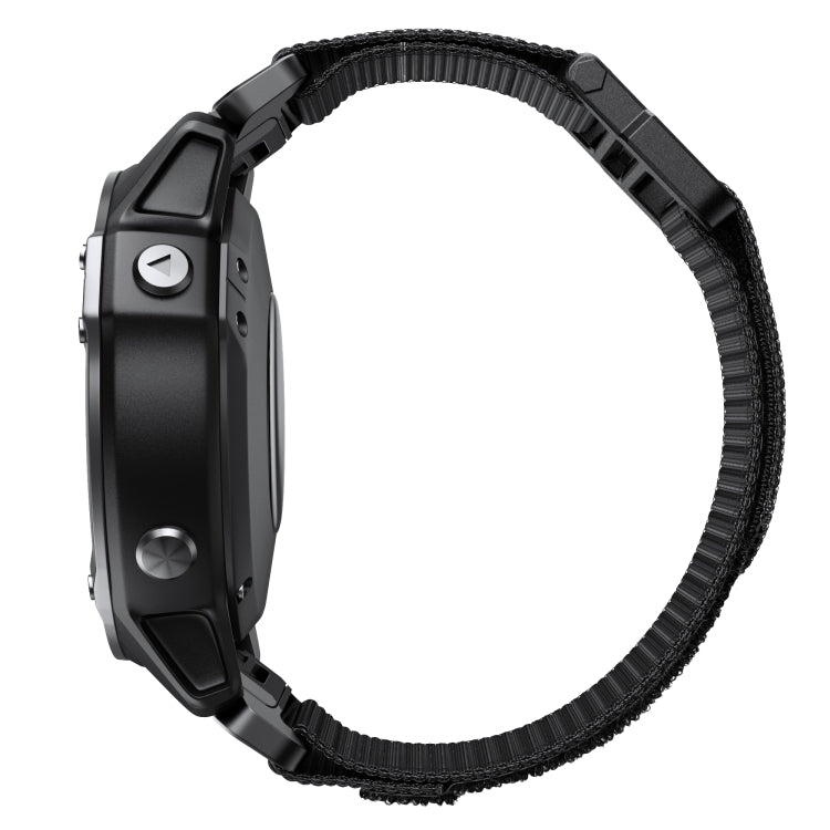 For Garmin Fenix 6X / 5X 26mm Hook And Loop Fastener Nylon Watch Band(Black) by bashfashion