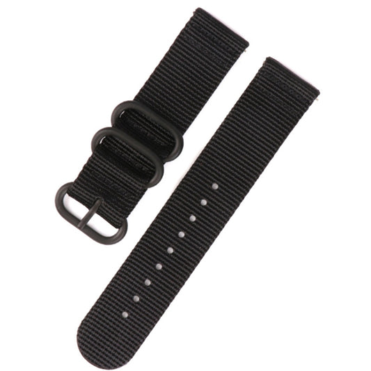 For Suunto 7 Three-ring Steel Buckle Nylon Watch Band(Black) by bashfashion